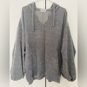 Carly Jean Los Angeles Oversized V-Neck Tunic Hoodie XXL Grey